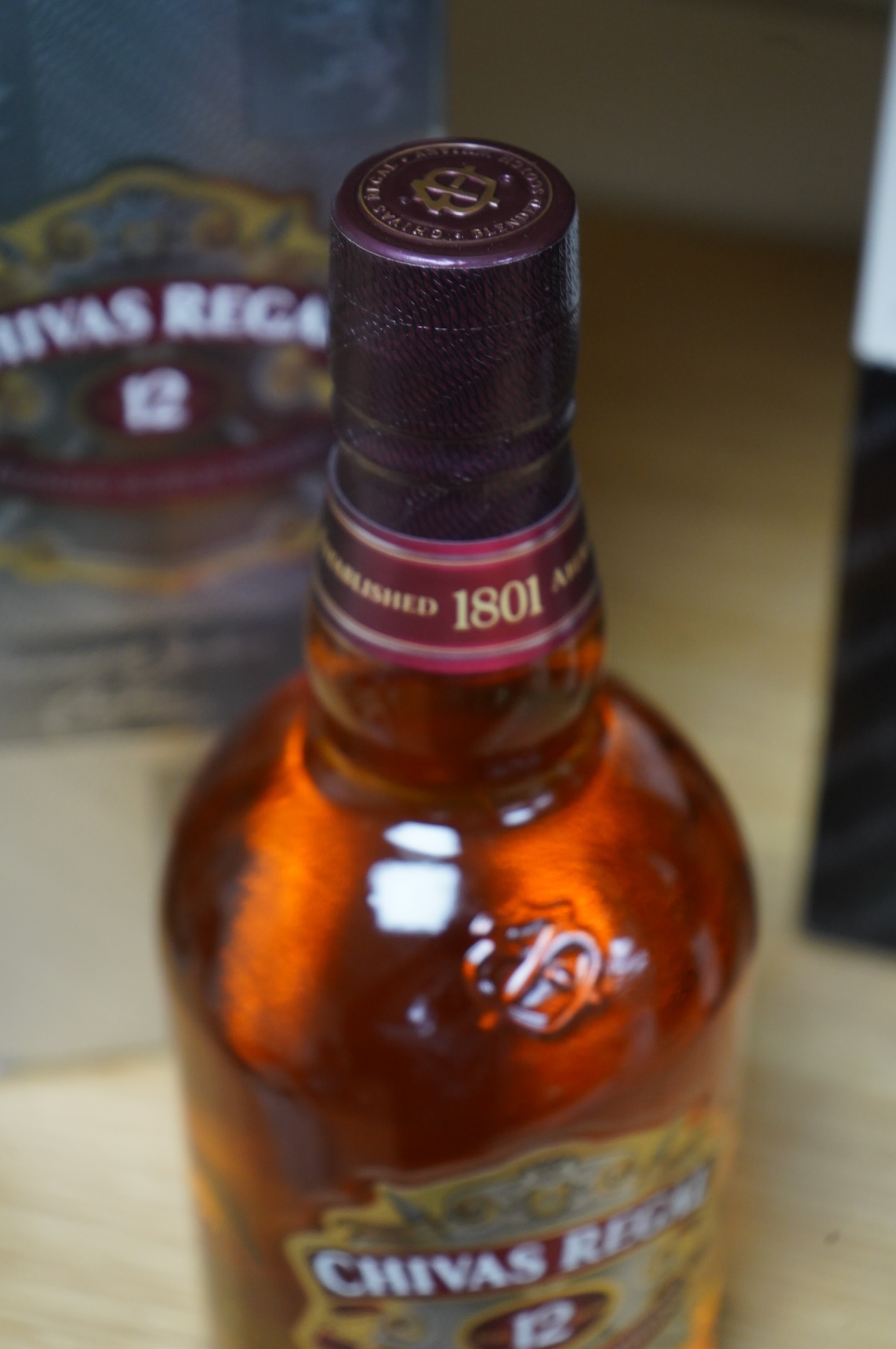 Three bottles of wine and spirits to include Chateauneuf De Pape, 2007 and Chivas Regal scotch whisky